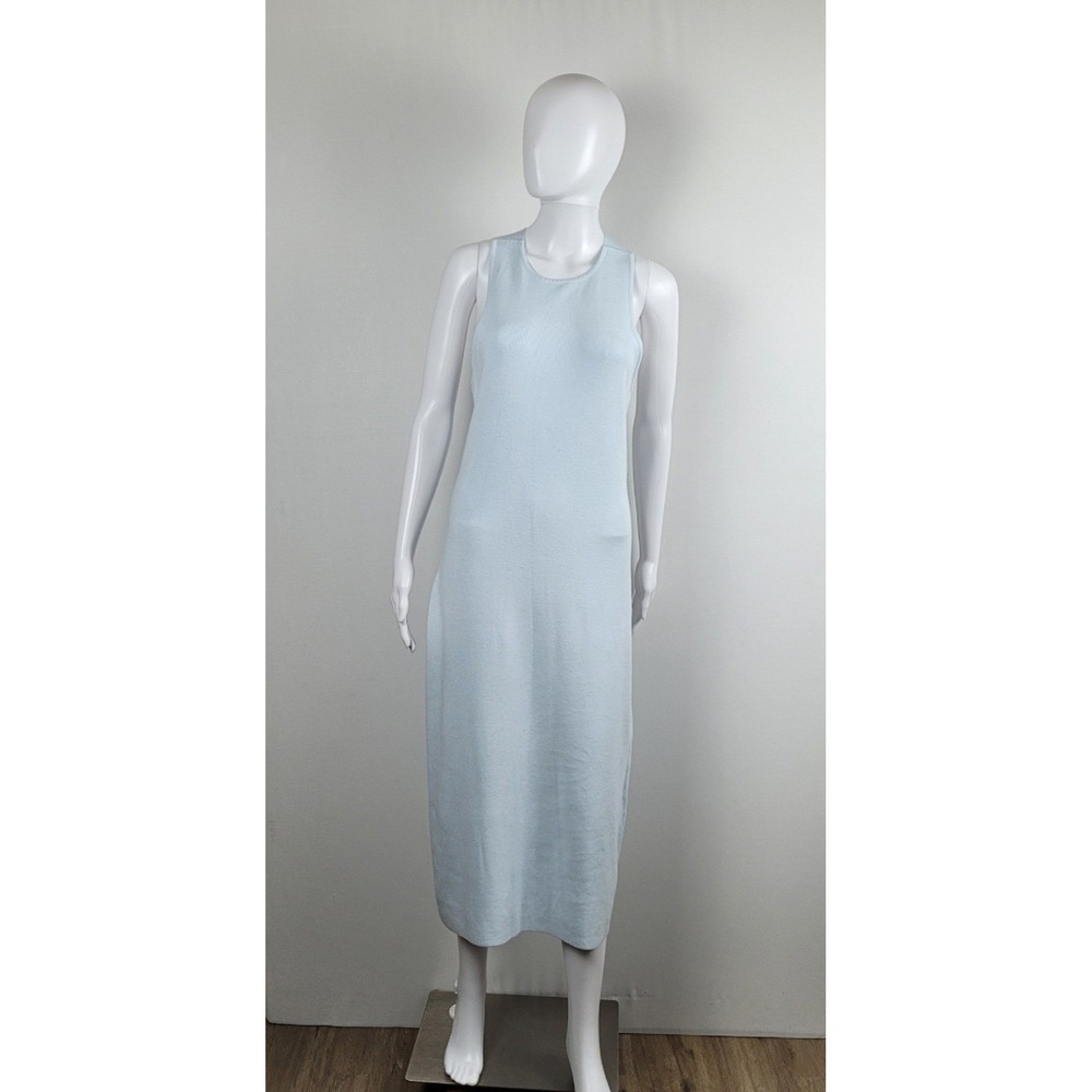 Shoedazzle Ribbed Knit Midi Dress Womens XL Light Blue Racerback Cutout